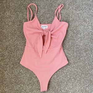 SUPERDOWN: Charley Tie Front Bodysuit